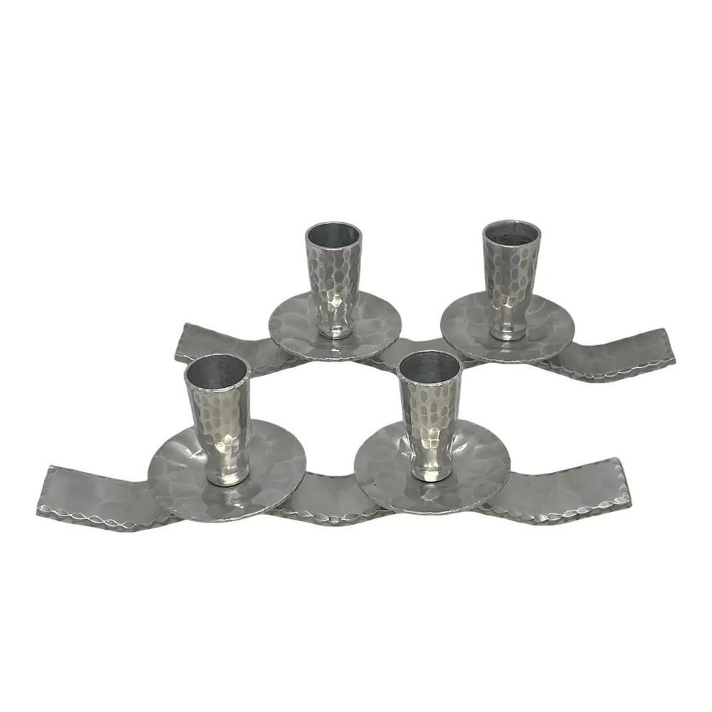 Mid 20th Century Everlast Metal Corporation Hand Forged Aluminum Candle Holders